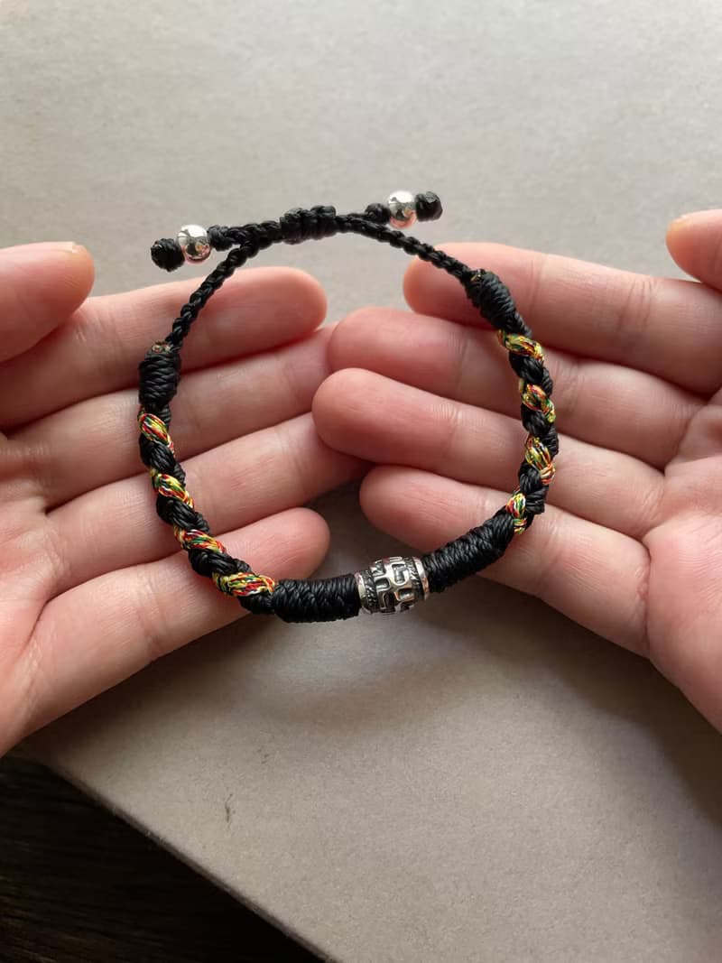 蓮生系列【連紋卍字】 五色線手繩/925純銀/吉祥祝福・能量守護