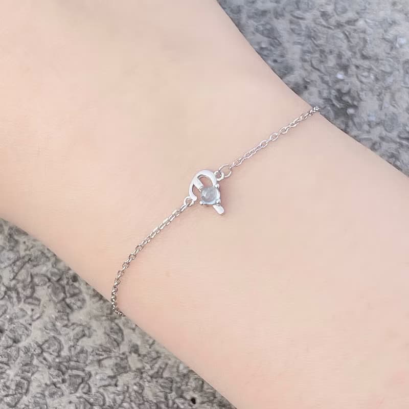 天然石925純銀英文字母水晶手鍊 P