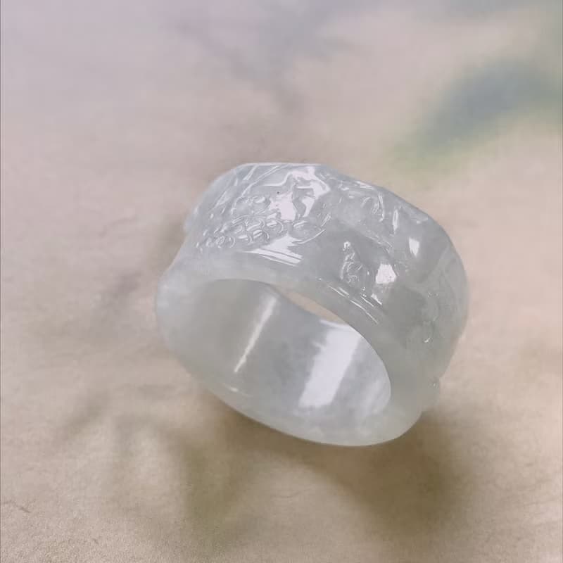 冰種翡翠山水玉戒 | 國際17圍| 天然緬甸玉翡翠A貨 | 送禮