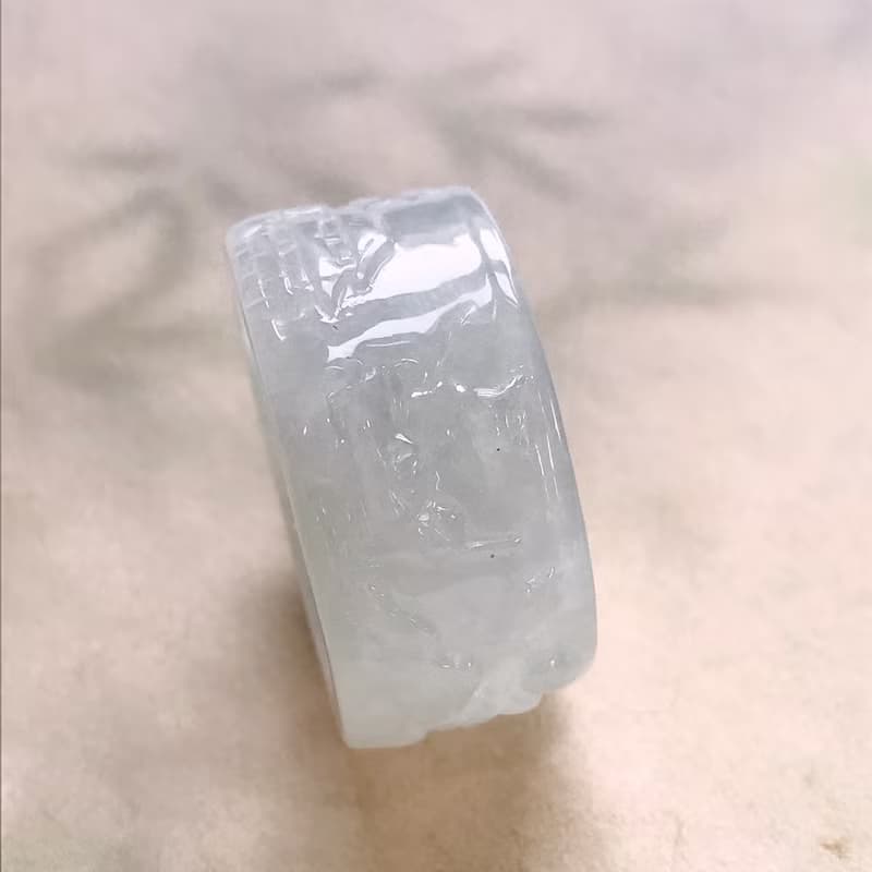 冰種翡翠山水玉戒 | 國際17圍| 天然緬甸玉翡翠A貨 | 送禮