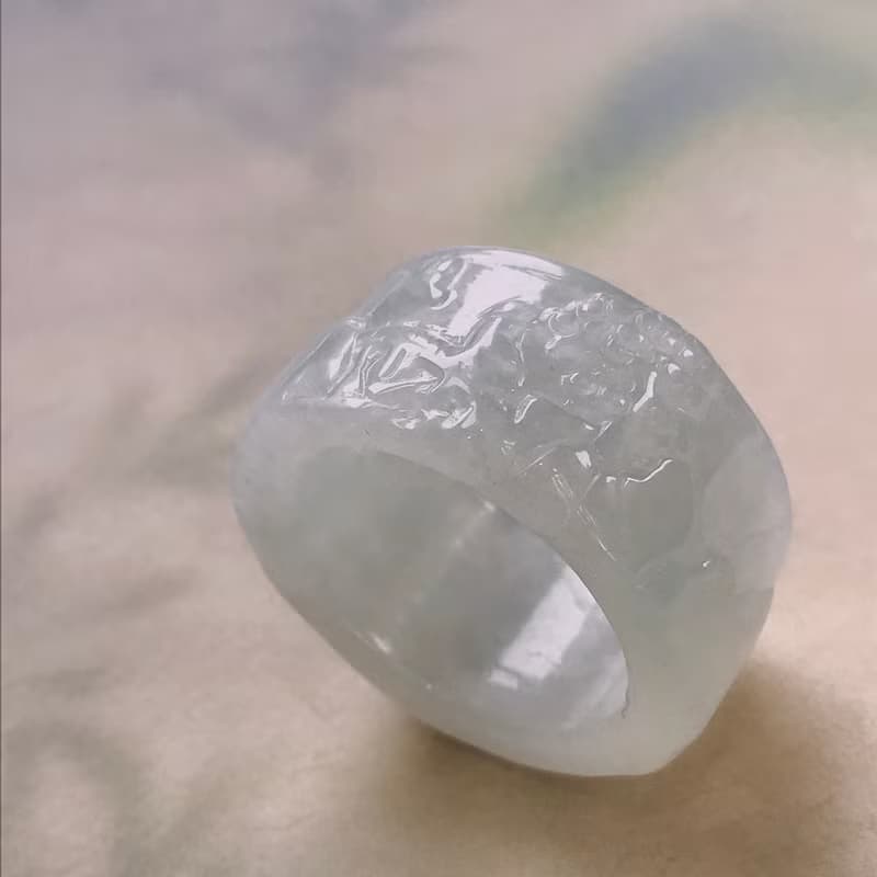 冰種翡翠山水玉戒 | 國際17圍| 天然緬甸玉翡翠A貨 | 送禮
