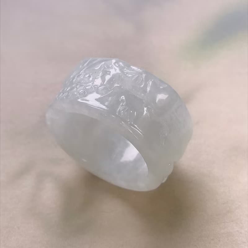 冰種翡翠山水玉戒 | 國際17圍| 天然緬甸玉翡翠A貨 | 送禮