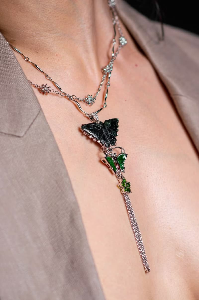 Butterfly Life Cycle Green Jade Art Pendant Necklace