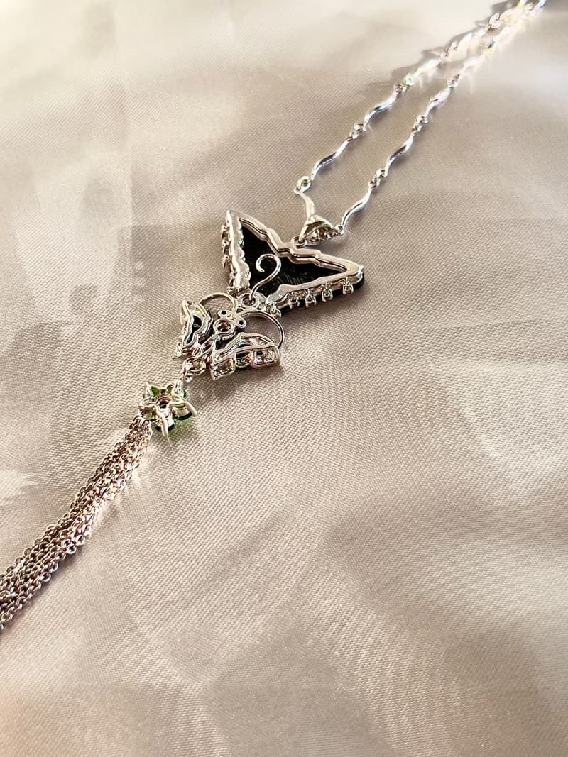 Butterfly Life Cycle Green Jade Art Pendant Necklace