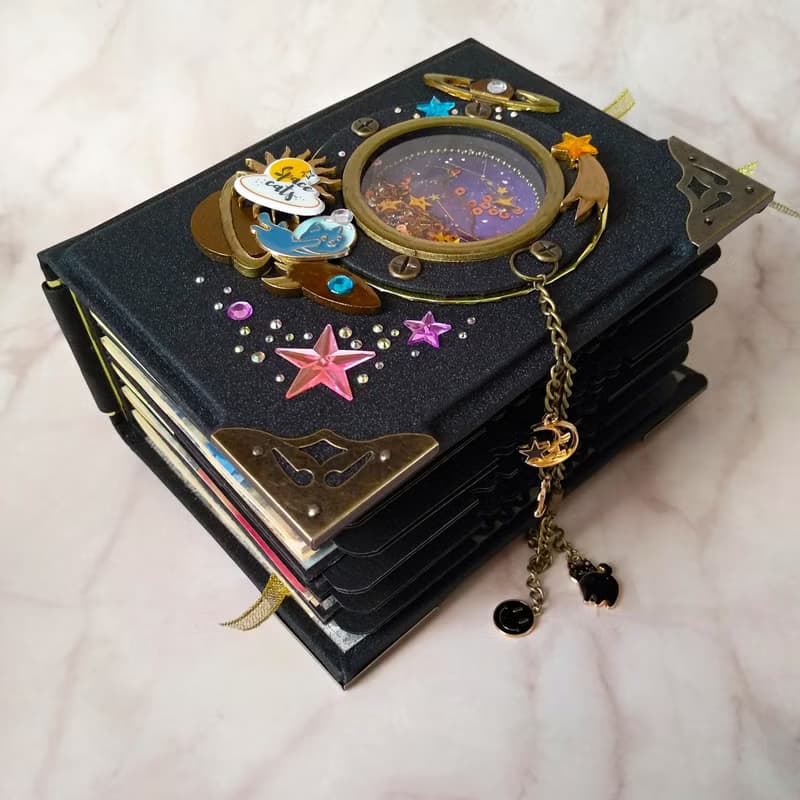Cute Space Cats Extraterrestrial Journey Handmade Notebook 2 in 1 Set