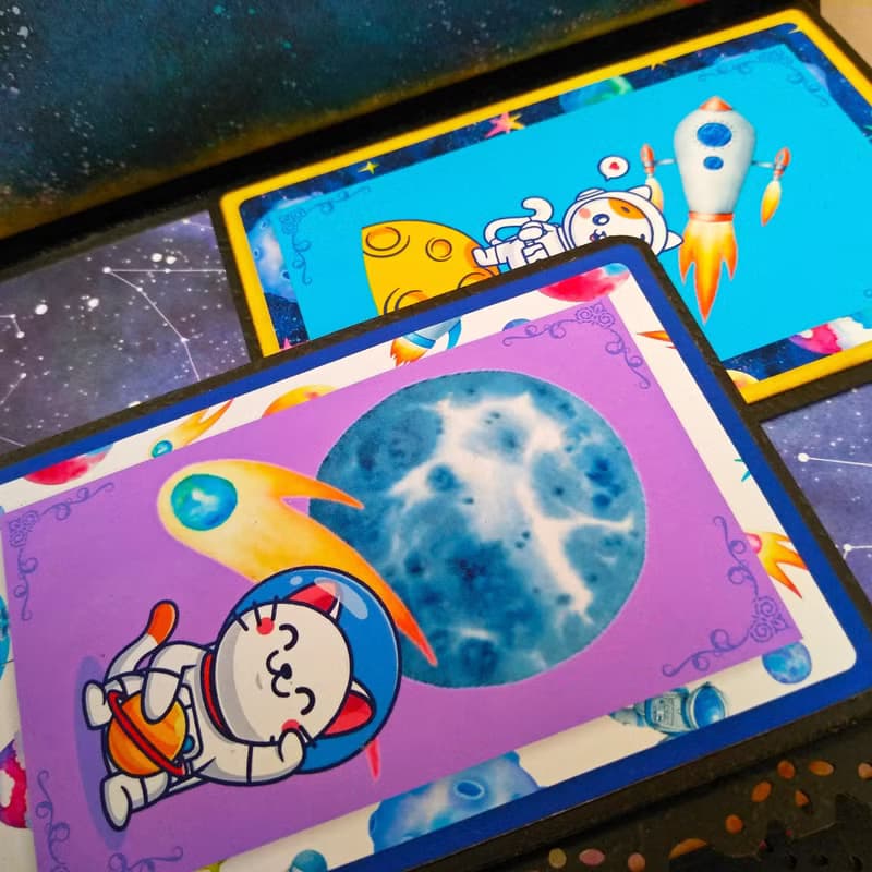 Cute Space Cats Extraterrestrial Journey Handmade Notebook 2 in 1 Set