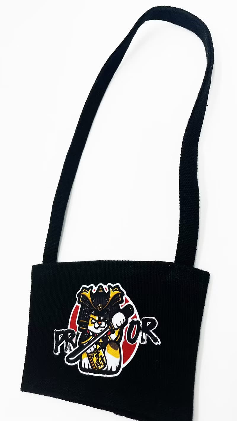 武士招財貓 環保杯套 手提杯套 飲料杯提袋 帆布杯套