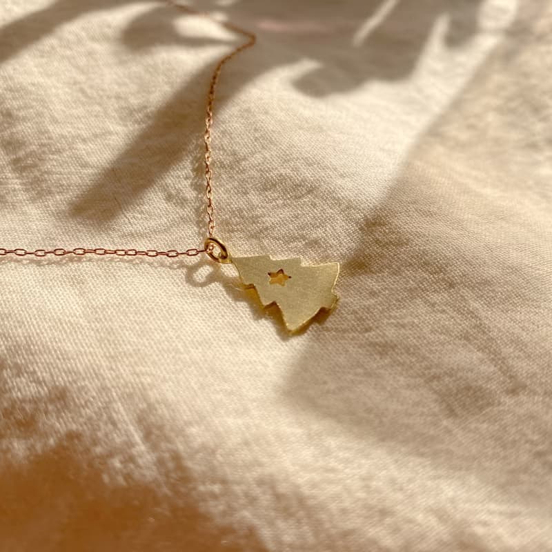 星星聖誕 - 聖誕樹黃銅項鍊