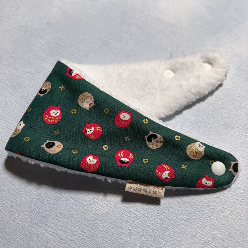 毛絨保暖寵物脖圍 寵物圍巾 -- 貓貓不倒翁(綠)