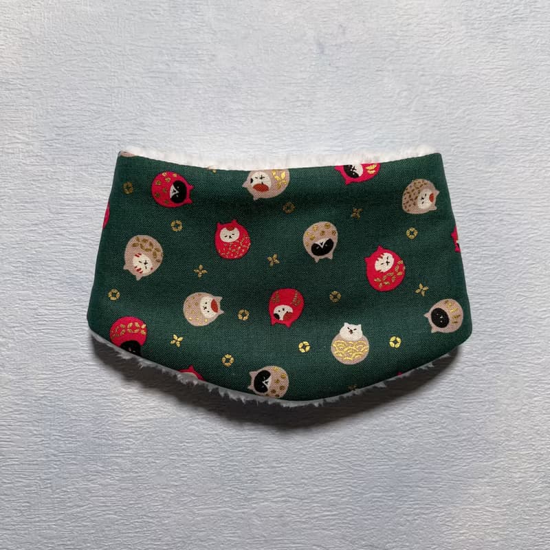 毛絨保暖寵物脖圍 寵物圍巾 -- 貓貓不倒翁(綠)