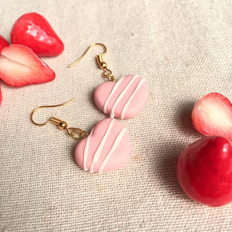 草莓巧克力 耳環 單耳