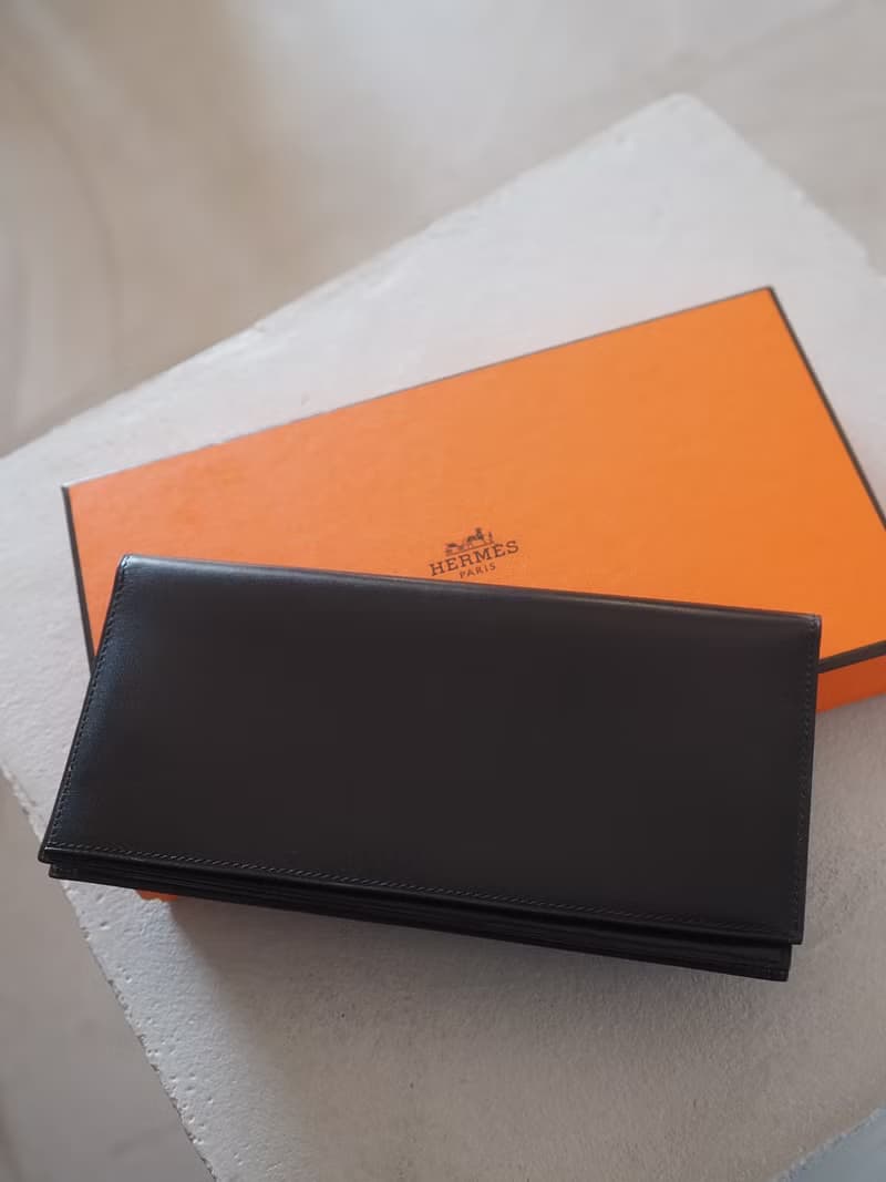 HERMES エルメス ロング ウォレット 長財布 レザー ブラック ボックスカーフ ヴィンテージ 箱付