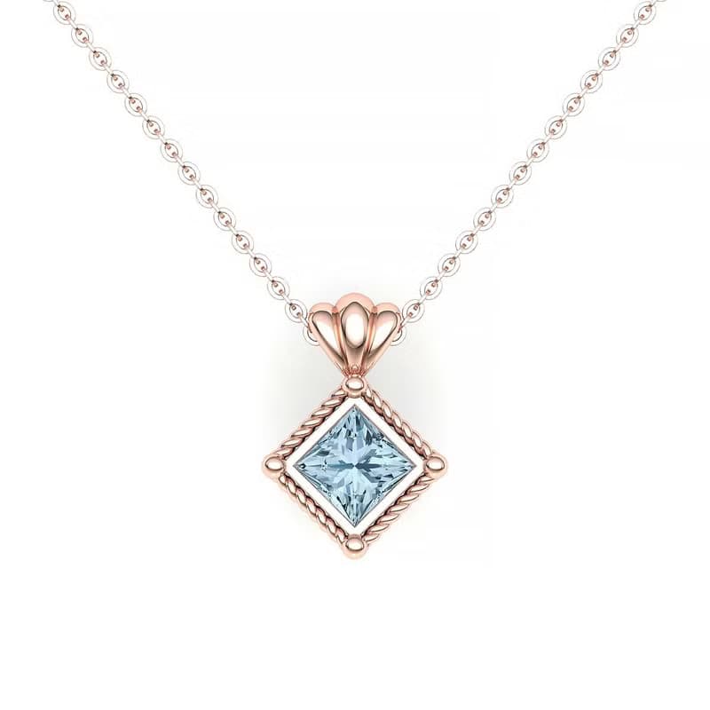 【PurpleMay Jewellery】純18K金天然海藍寶復古貝殼吊墜項鏈