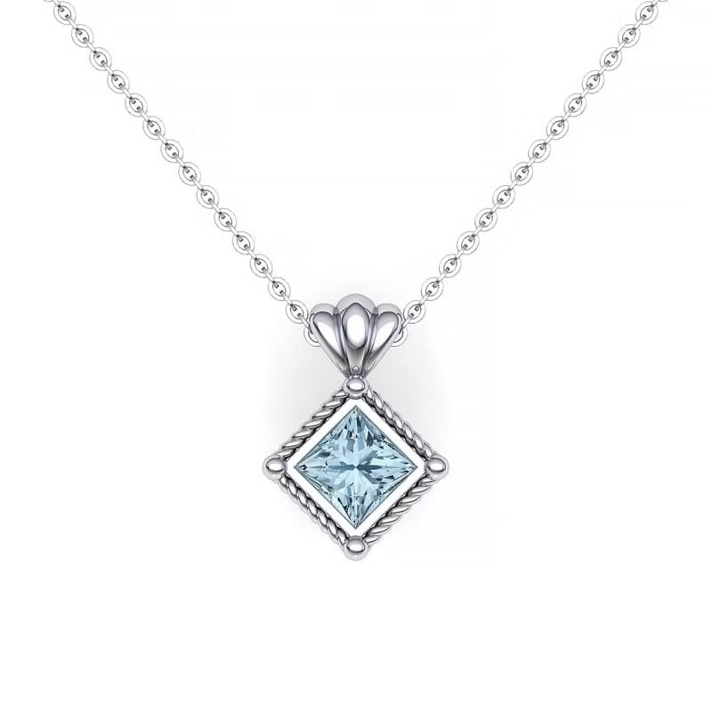 【PurpleMay Jewellery】純18K金天然海藍寶復古貝殼吊墜項鏈