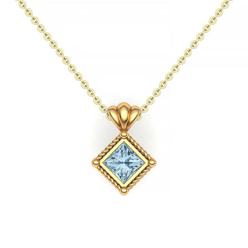 【PurpleMay Jewellery】純18K金天然海藍寶復古貝殼吊墜項鏈