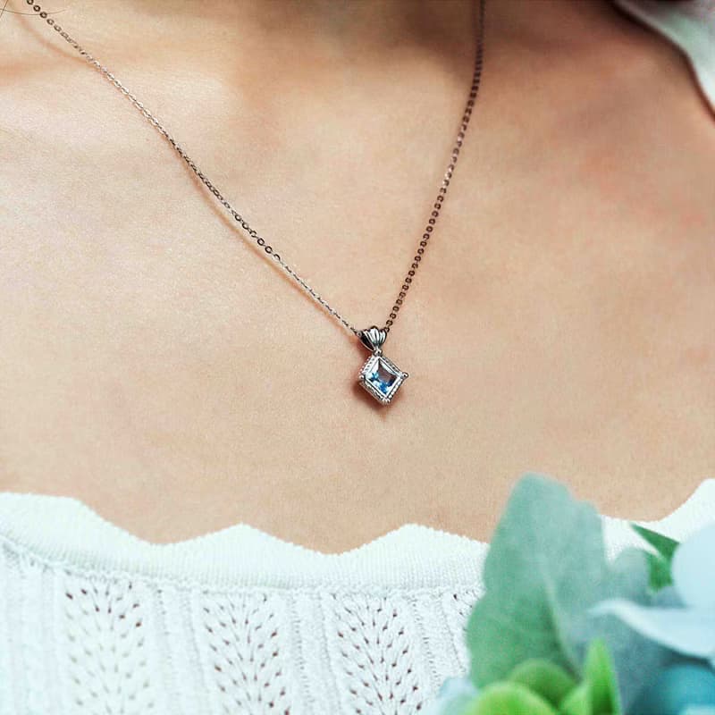 【PurpleMay Jewellery】純18K金天然海藍寶復古貝殼吊墜項鏈