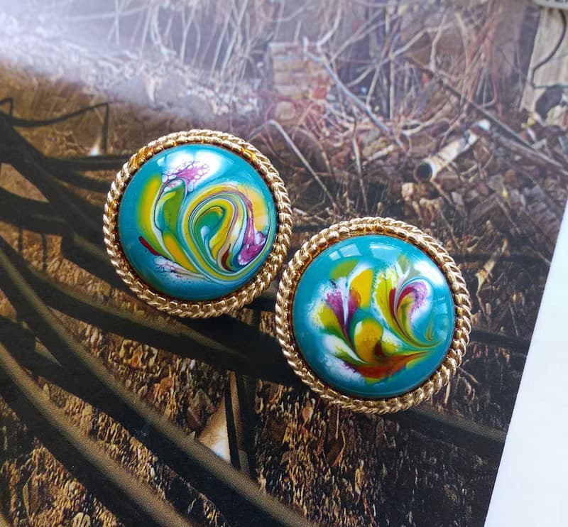 Vintage Jewelry 西洋古董飾品 FLORENZA  藝術風格 夾式耳環