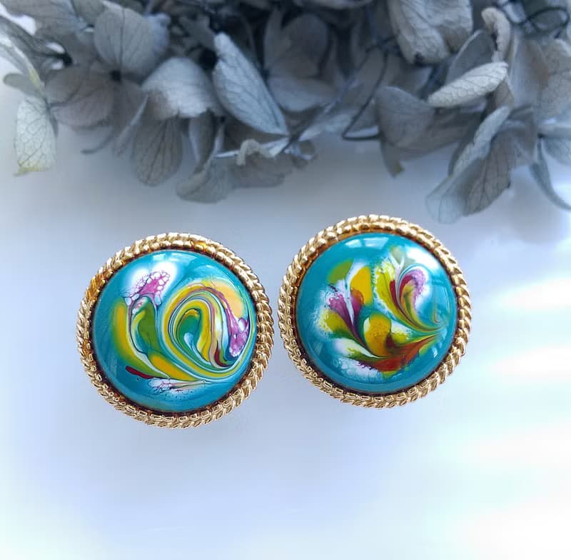 Vintage Jewelry 西洋古董飾品 FLORENZA  藝術風格 夾式耳環