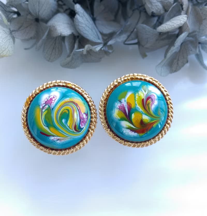 Vintage Jewelry 西洋古董飾品 FLORENZA  藝術風格 夾式耳環