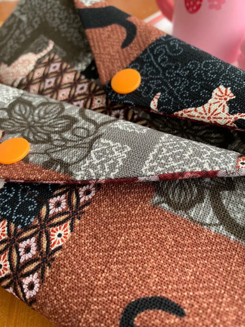 文青風環保筷袋  和風貓咪  手作餐具袋.交換禮物.