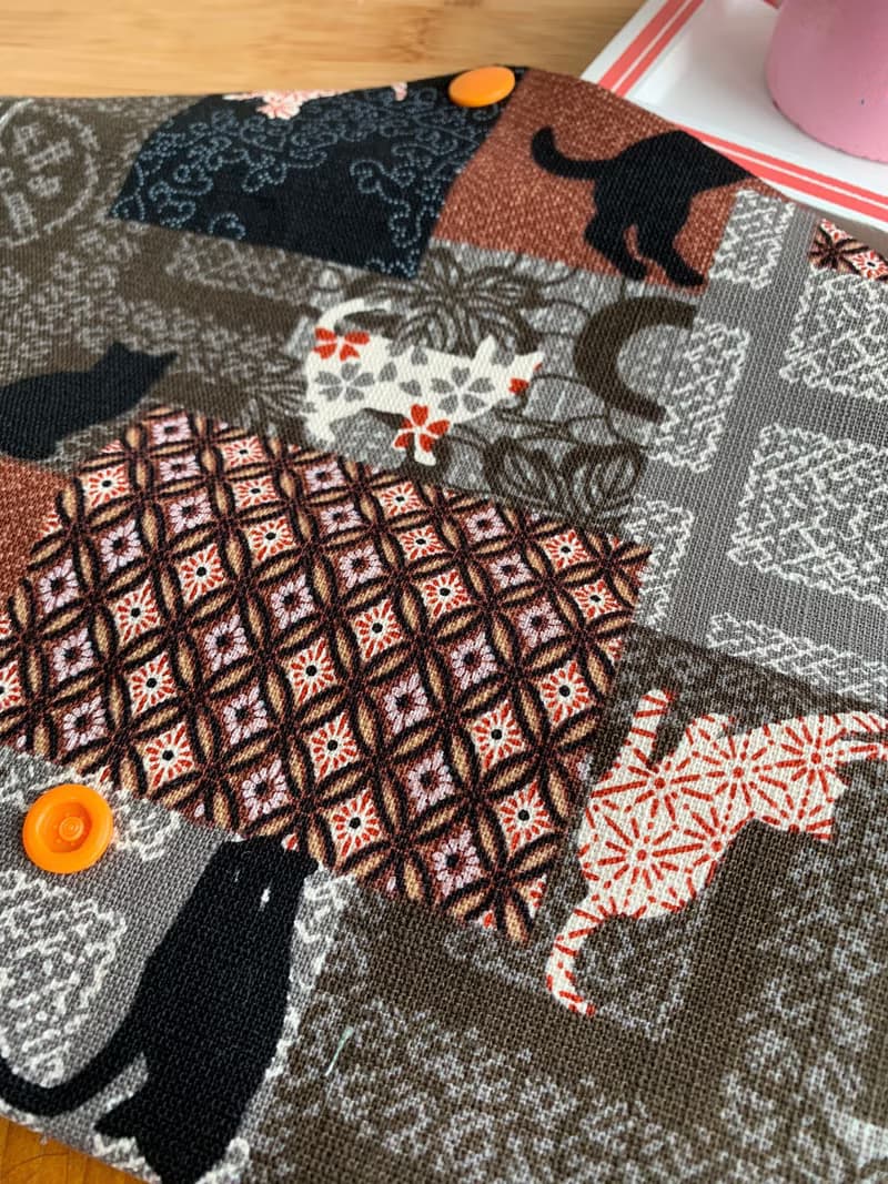 文青風環保筷袋  和風貓咪  手作餐具袋.交換禮物.