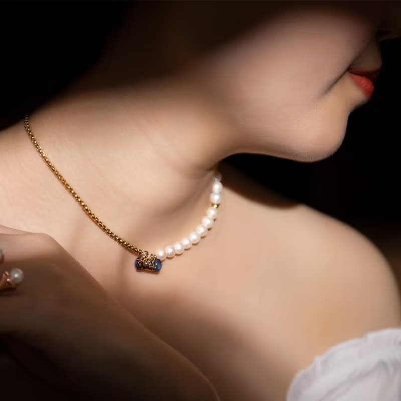 【兩用首飾最佳禮物】天然珍珠金色磁吸短鍊/手鍊/項鍊(一秒穿戴)