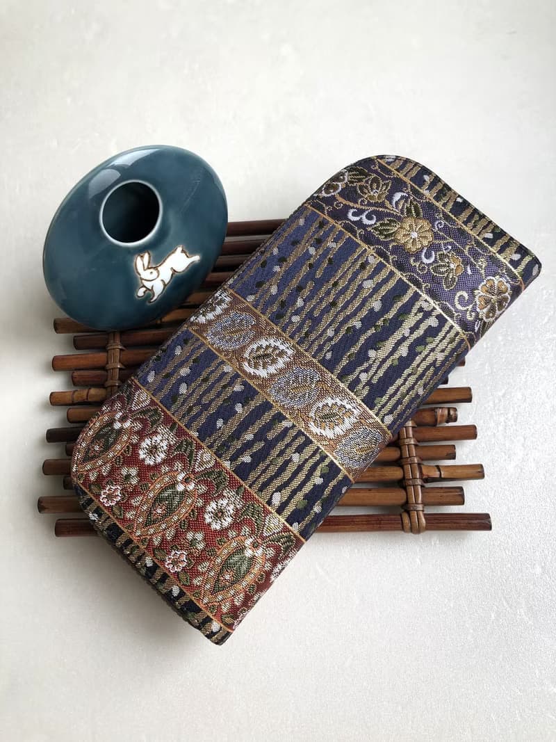 京西陣金襴錦織【古典金錦邊條】-長夾/皮夾/零錢包/禮物