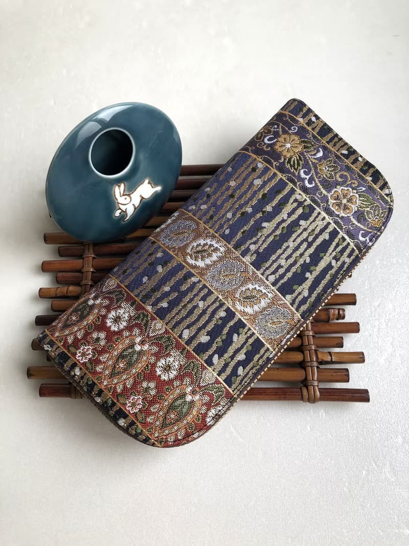 京西陣金襴錦織【古典金錦邊條】-長夾/皮夾/零錢包/禮物