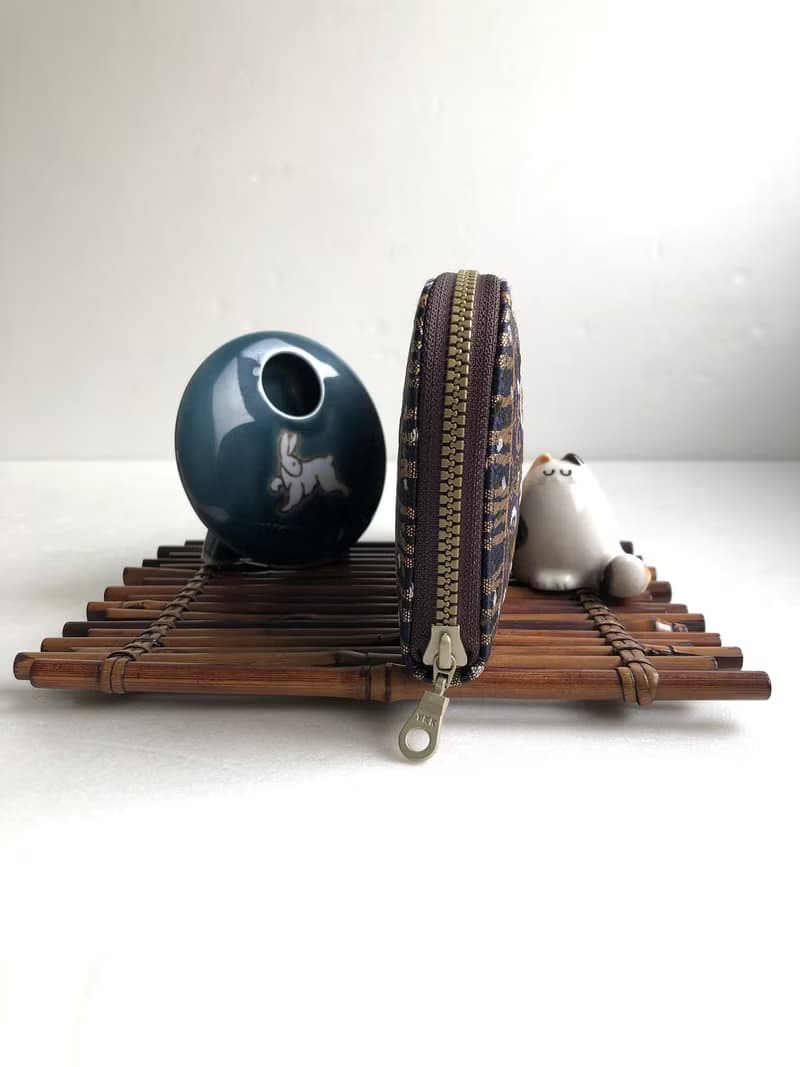 京西陣金襴錦織【古典金錦邊條】-長夾/皮夾/零錢包/禮物