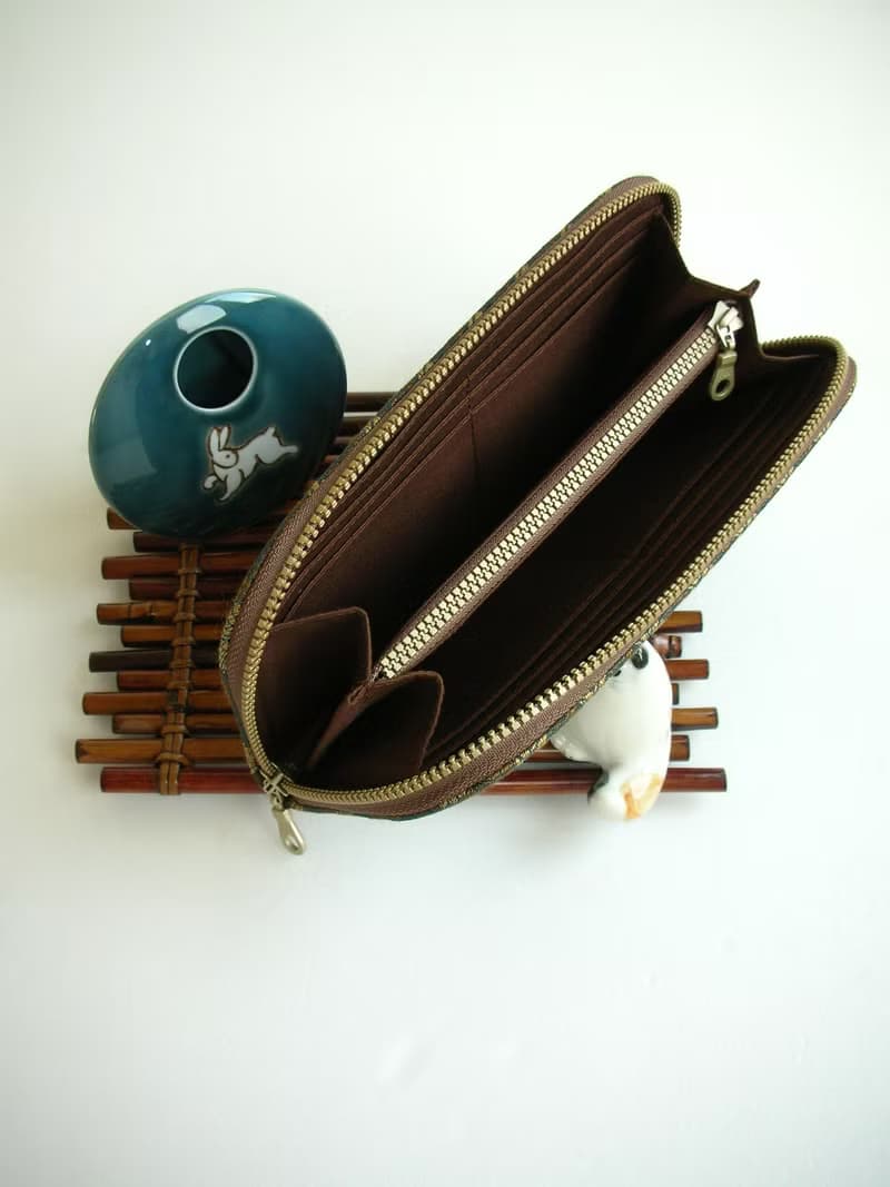 京西陣金襴錦織【古典金錦邊條】-長夾/皮夾/零錢包/禮物