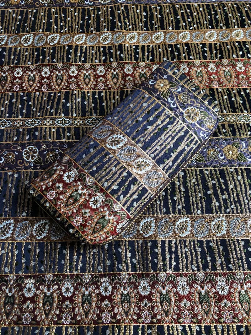 京西陣金襴錦織【古典金錦邊條】-長夾/皮夾/零錢包/禮物