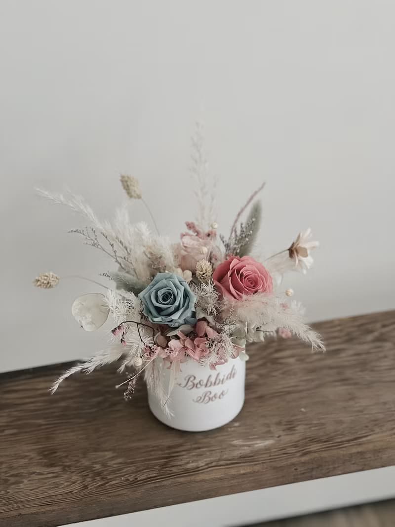 【永生玫瑰花盆花】• 情人節禮物/生日禮物/永生花/永生玫瑰花