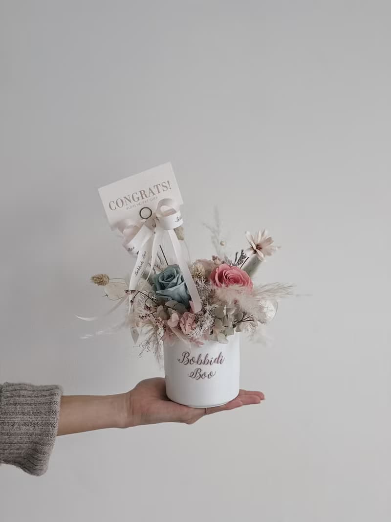 【永生玫瑰花盆花】• 情人節禮物/生日禮物/永生花/永生玫瑰花
