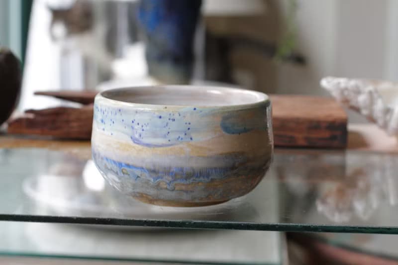 手拉坏油畫風花蓮風景系列之花蓮田野間陶碗/茶碗/抹茶碗
