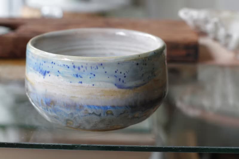手拉坏油畫風花蓮風景系列之花蓮田野間陶碗/茶碗/抹茶碗