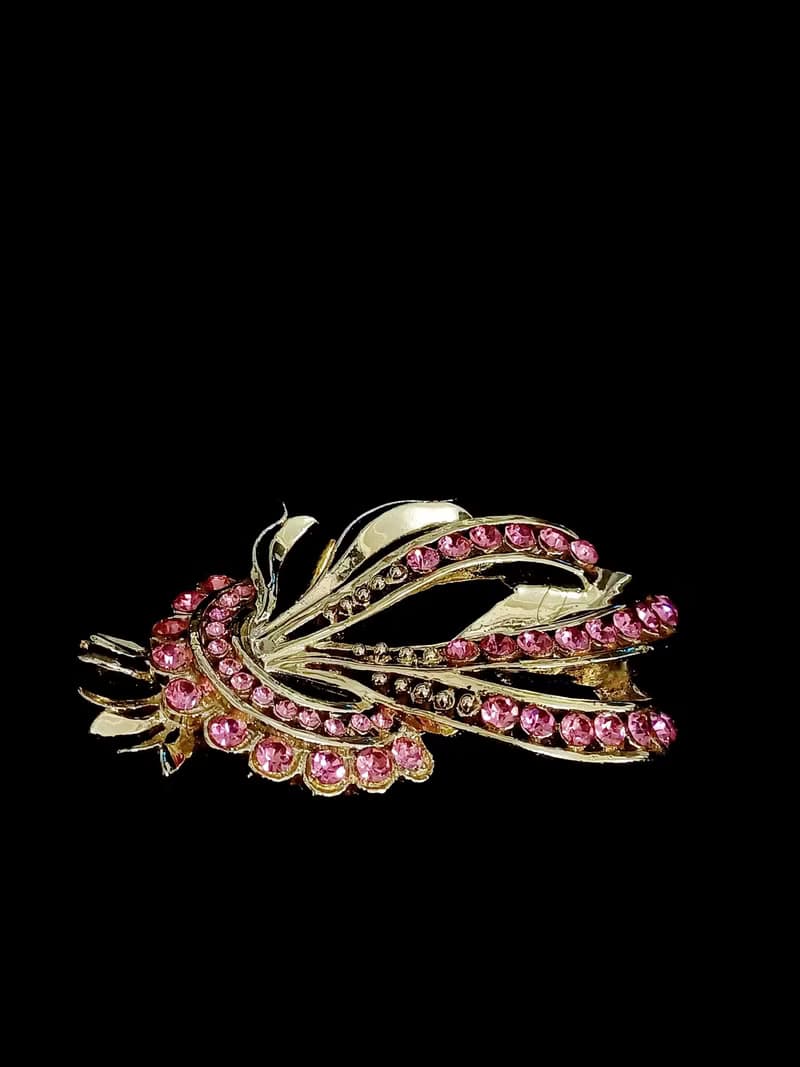 vintage jewelry 典雅粉色萊茵花束別針