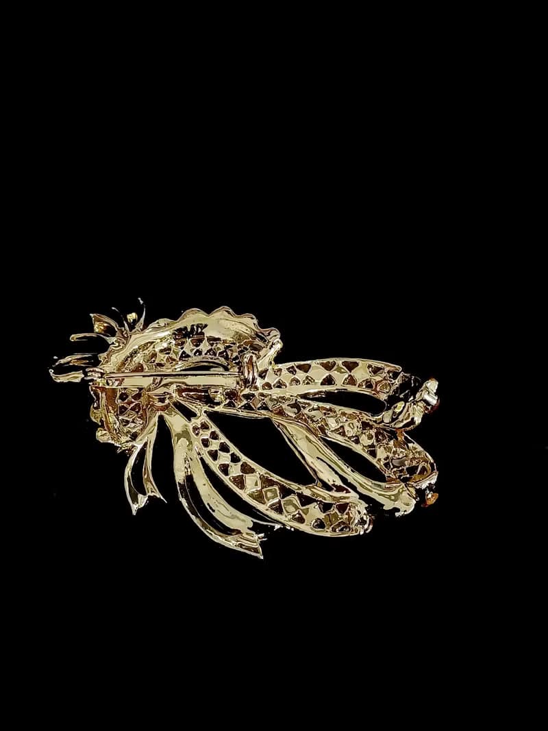 vintage jewelry 典雅粉色萊茵花束別針