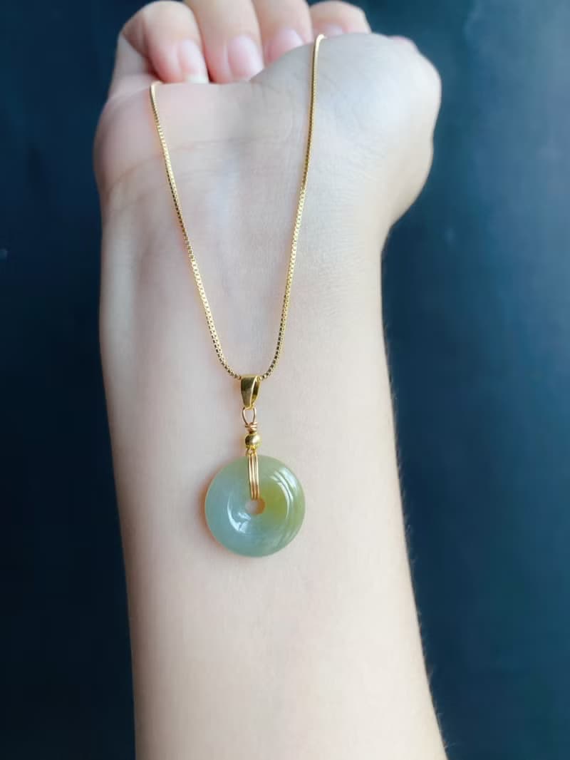 天然緬甸玉 翡翠 冰黃翡 平安扣 設計款 項鍊 禮物 生日禮物