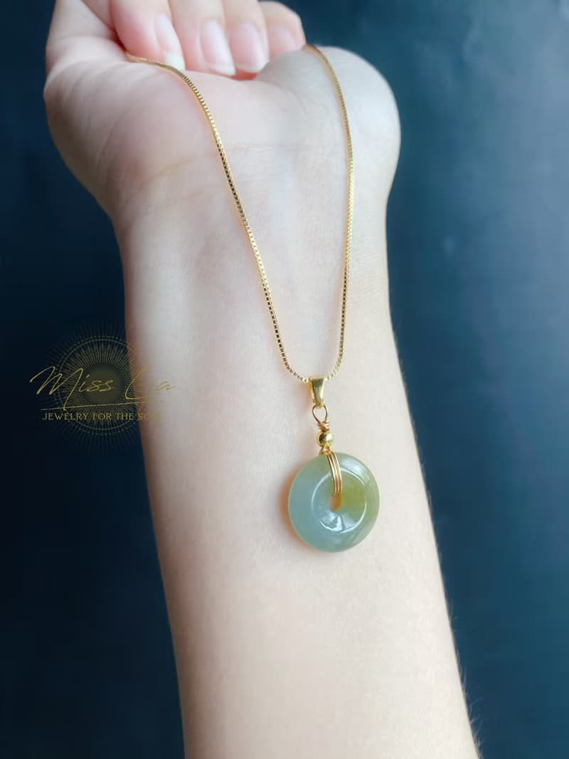天然緬甸玉 翡翠 冰黃翡 平安扣 設計款 項鍊 禮物 生日禮物