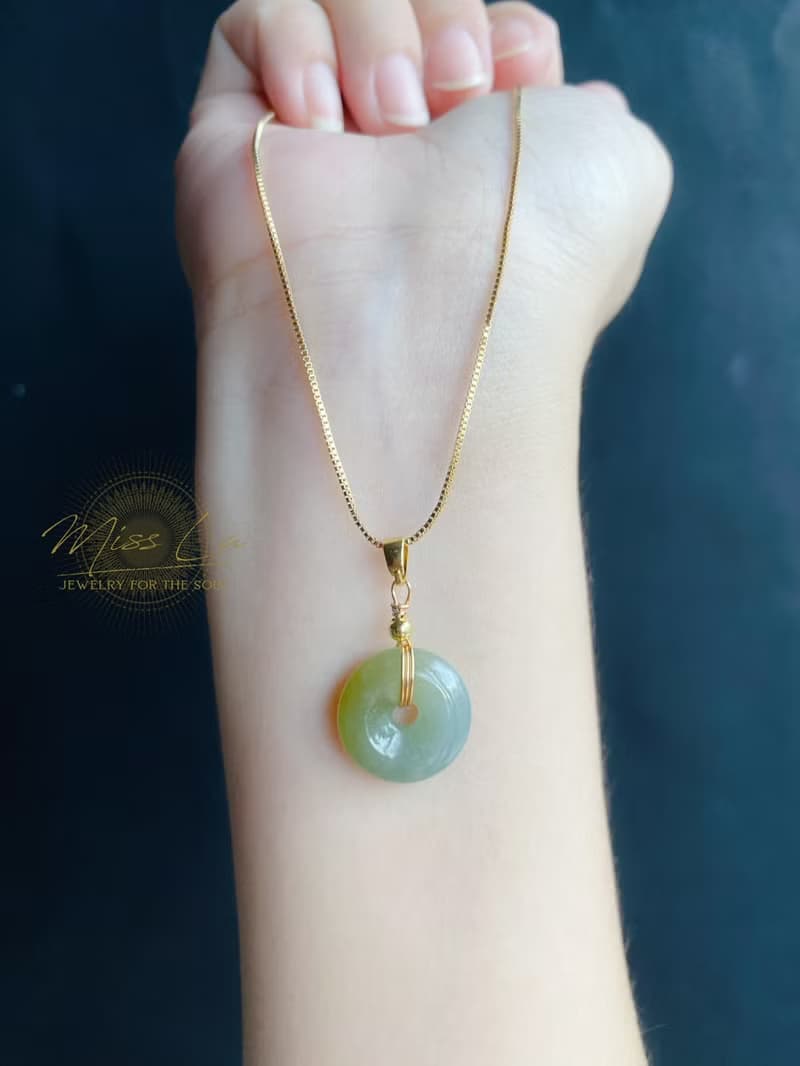 天然緬甸玉 翡翠 冰黃翡 平安扣 設計款 項鍊 禮物 生日禮物