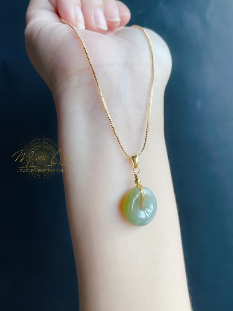 天然緬甸玉 翡翠 冰黃翡 平安扣 設計款 項鍊 禮物 生日禮物