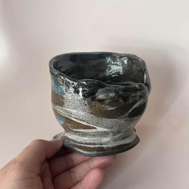 Fruit Bowl / Tea Bowl - Black Landscape and Sea