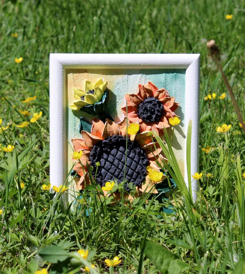 Sunflowers painting, textured wall art, sculpture painting, housewarming gift