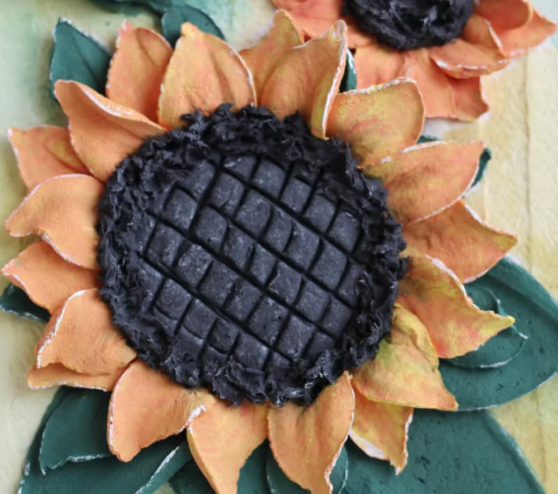 Sunflowers painting, textured wall art, sculpture painting, housewarming gift
