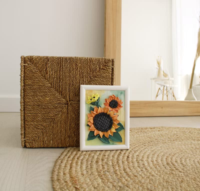 Sunflowers painting, textured wall art, sculpture painting, housewarming gift