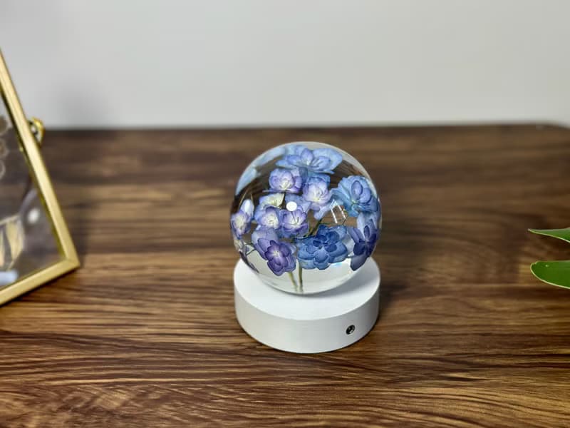 真花 \乾燥花 繡球花永生花樹脂小夜燈