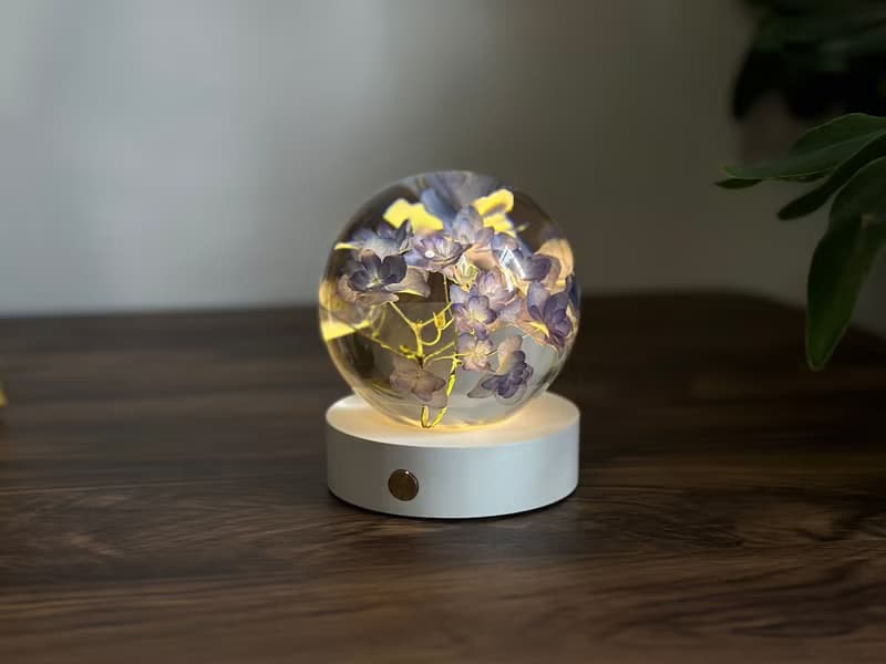 真花 \乾燥花 繡球花永生花樹脂小夜燈