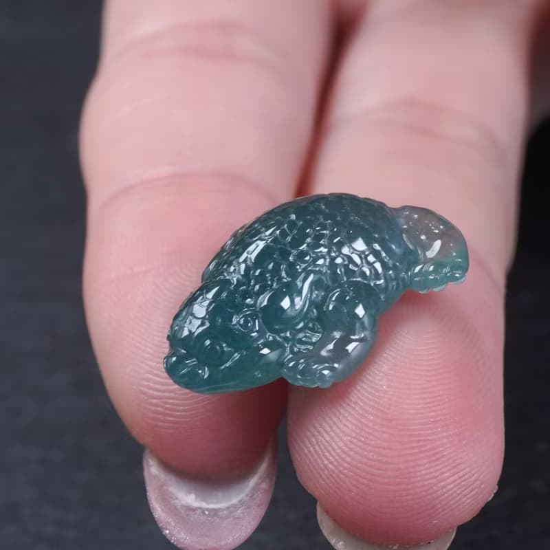 【招財神獸】藍水翡翠三腳蟾蜍擺件 | 天然玉翡翠A貨 | 送禮