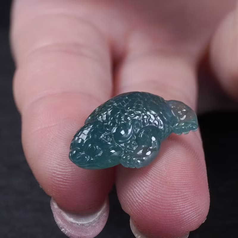 【招財神獸】藍水翡翠三腳蟾蜍擺件 | 天然玉翡翠A貨 | 送禮