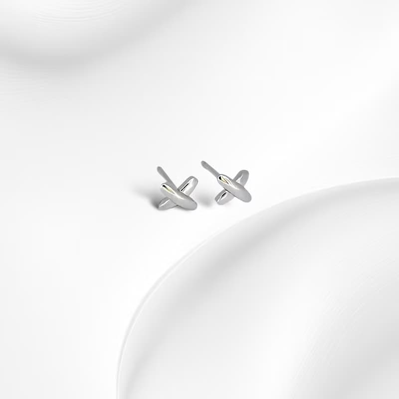 925純銀 | 圓滾滾小叉叉_耳環